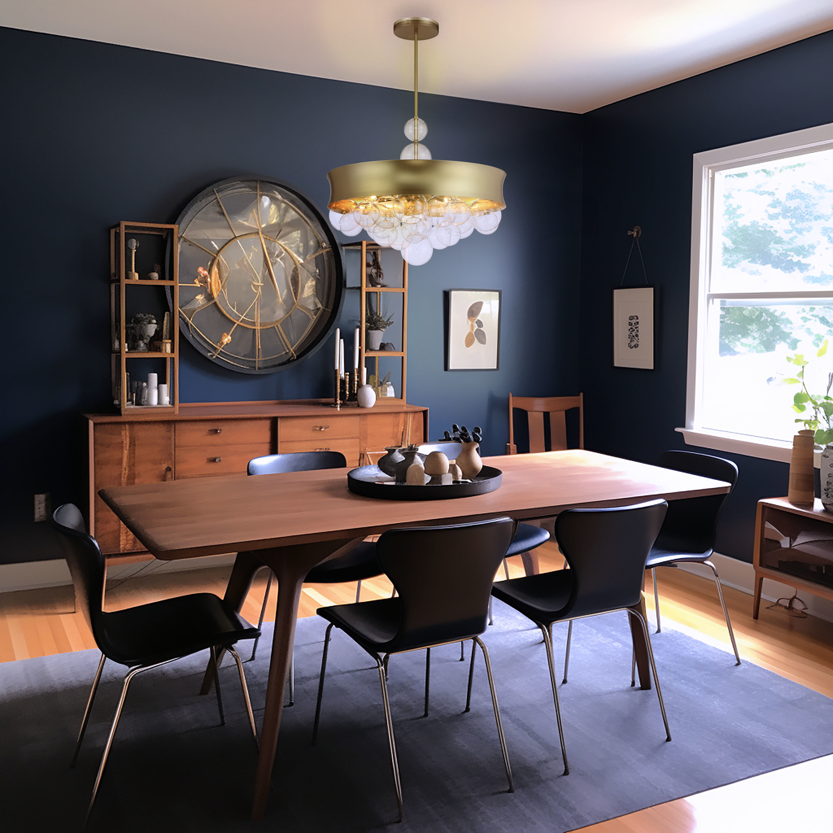 Verdi Square 8 Light 26 inch Soft Gold With Gold Leaf Convertible Pendant Ceiling Light